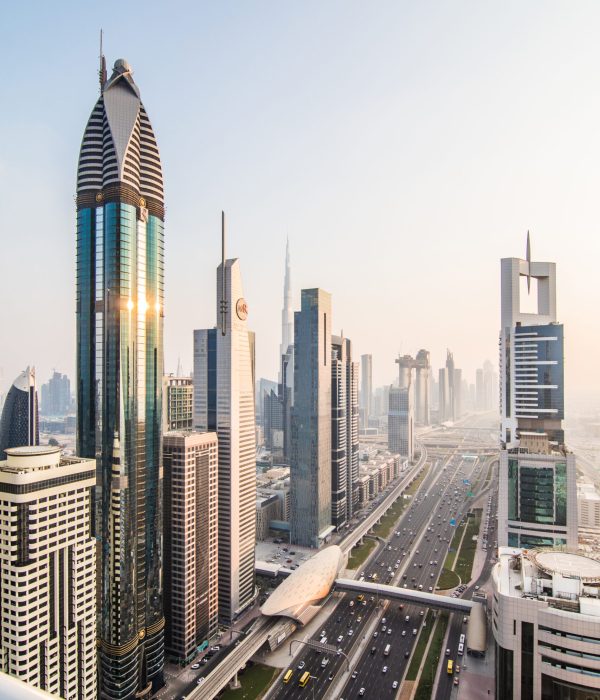 dubai skyline sunset time united arab emirates scaled